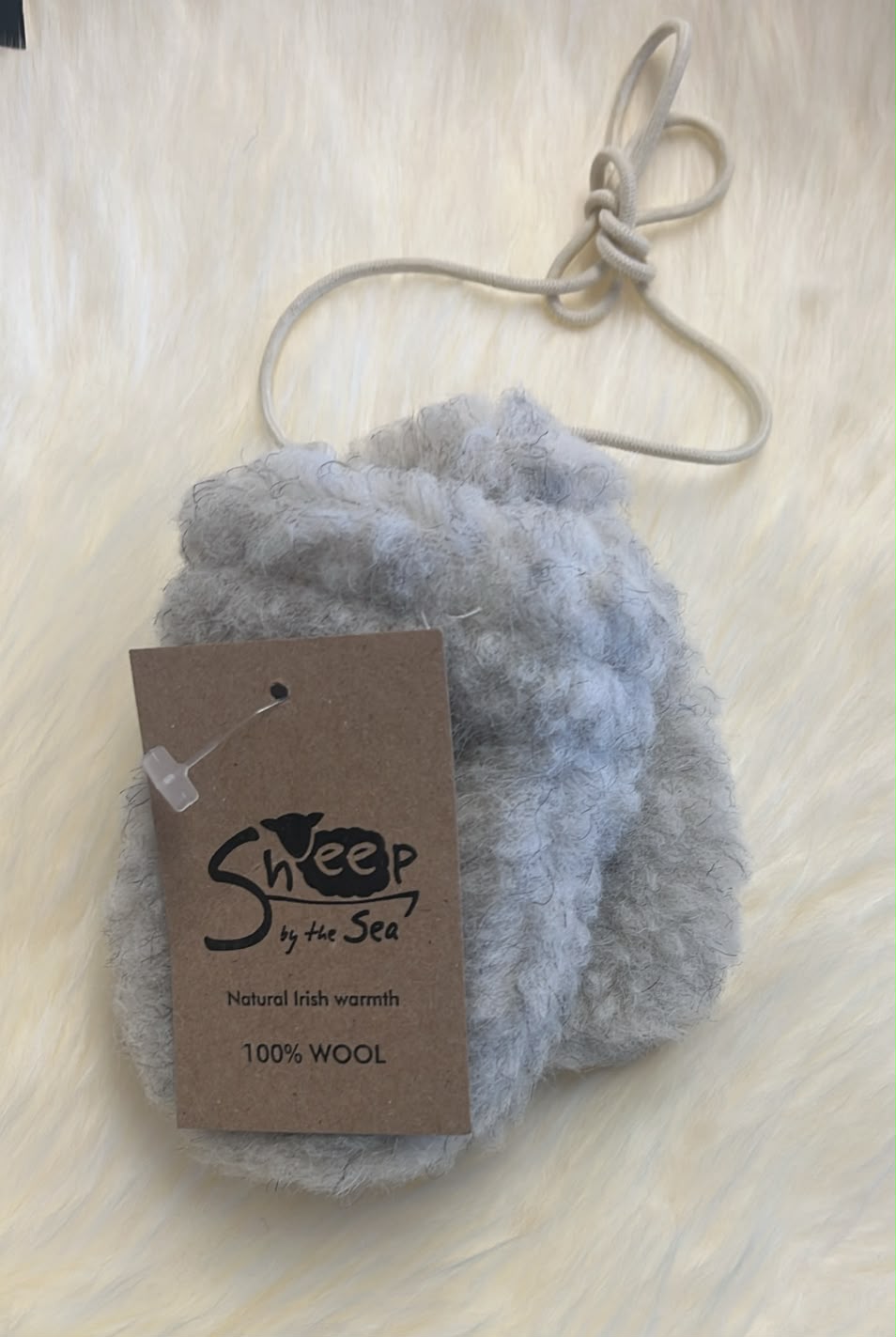 100% Merino Wool pile baby mittens on a string