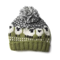 100 % Wool hand?knitted Sheep Bobble Hat – Fleece Lined, Fair Trade