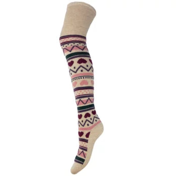Ladies' wool blend hearts over-the-knee socks