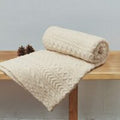 Atlantic Shore Aran design blanket in natural, 100% wool