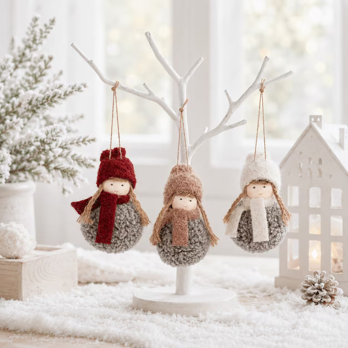 Hanging Christmas decoration, doll with hat and scarf
