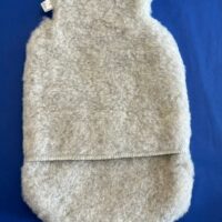 Luxurious 100% pure wool pile hot water bottle cover in pale grey
