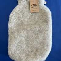 Luxurious 100% pure wool pile hot water bottle cover in pale grey