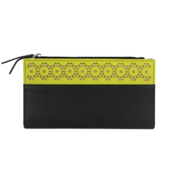 'Kahlie' ladies' large leather purse - navy/daiquiri