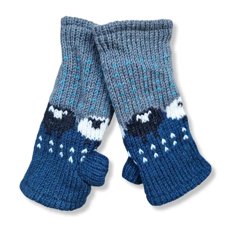 Hand?Knitted Sheep Wrist Warmers, 100% Wool – Fleece Lined, Fair Trade