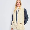 Aran 'Moy' Pocket Merino wool Scarf in cream