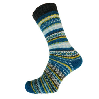 Men's teal scandi wool-blend socks