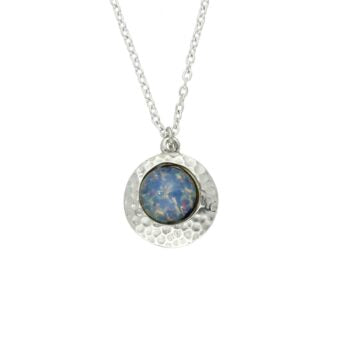 Hammered pewter opalised glass pendant   PN2133S