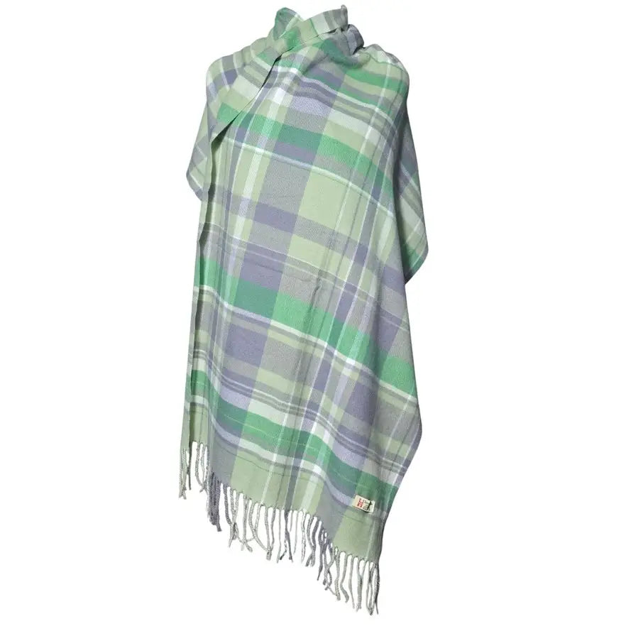 'Strathurie' soft  cashmere blend scarf/wrap in mint and grey