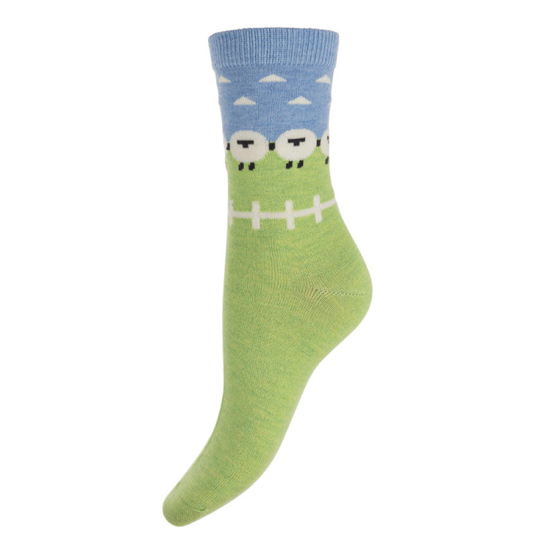 Ladies' wool blend  - sheep  in a field design socks