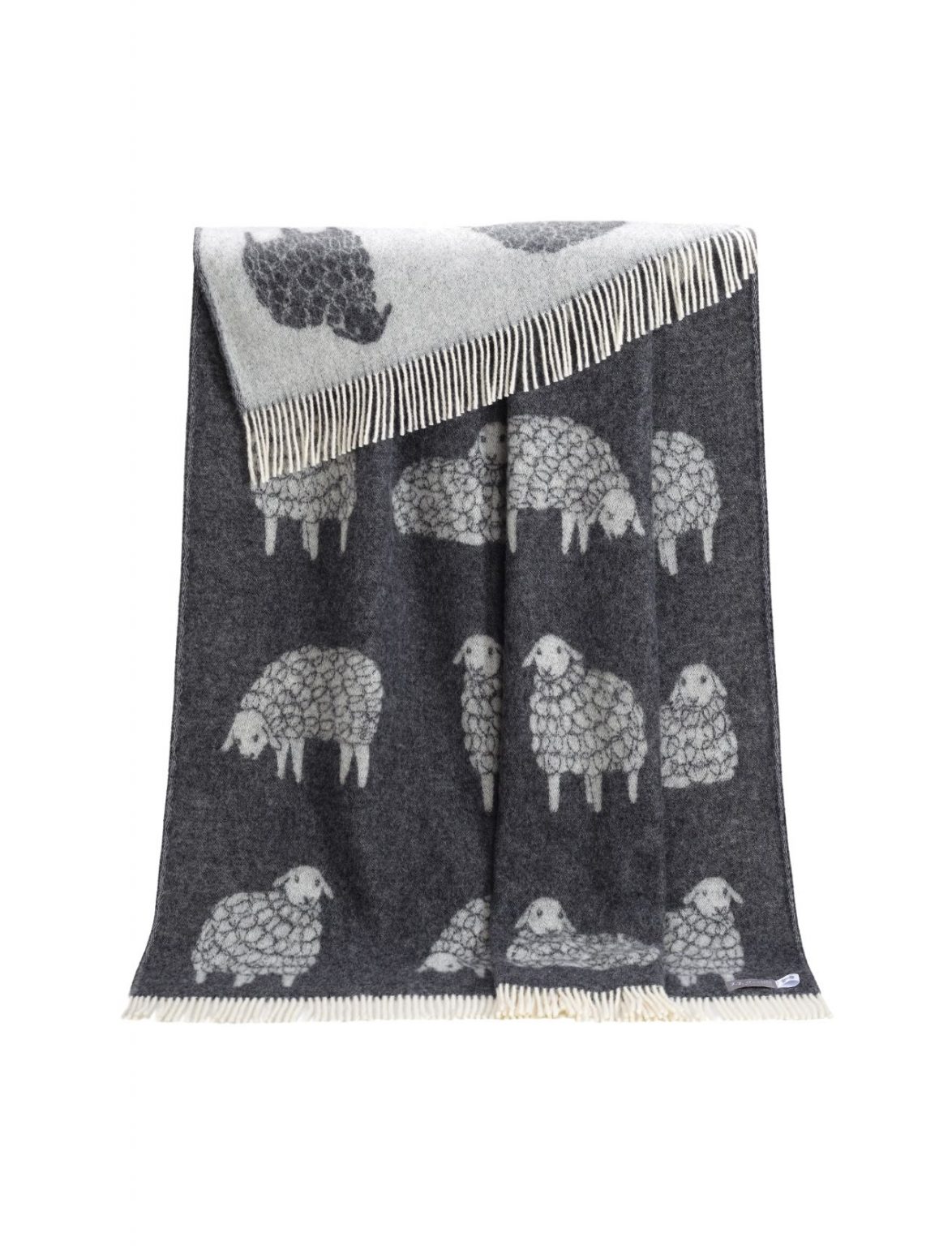Charcoal sheep throw, fully reversible