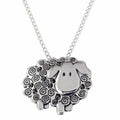 Curly sheep pewter pendant.  PN189