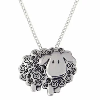 Curly sheep pewter pendant.  PN189