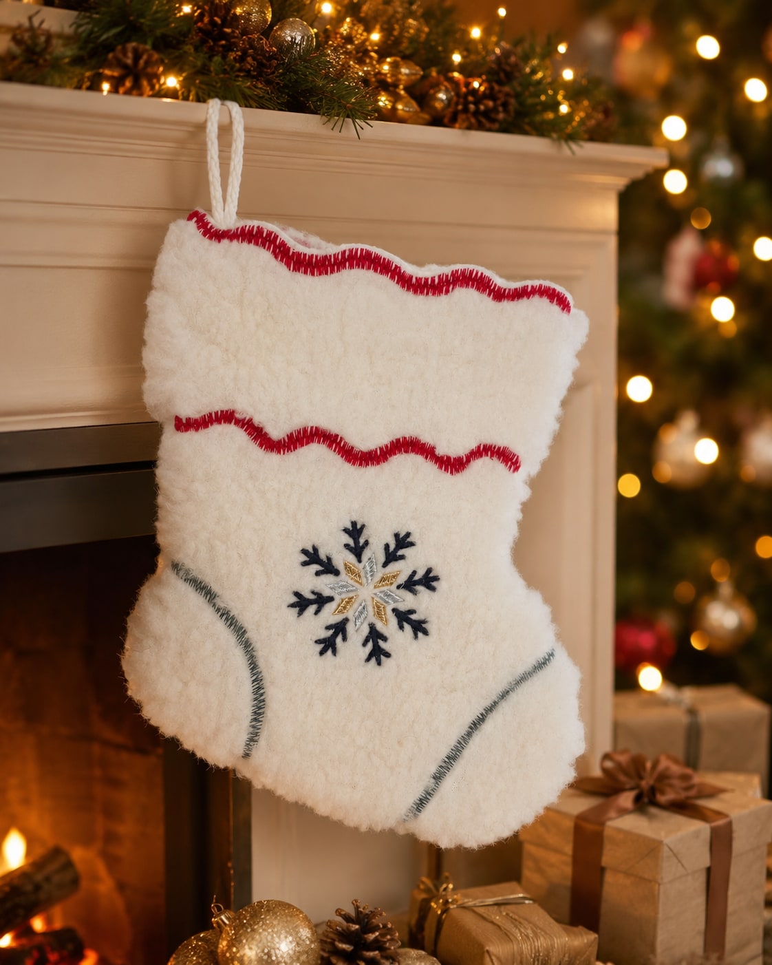 100% Wool pile, luxurious Christmas Stocking