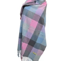 'Strathurie' soft cashmere blend scarf/wrap in pink/blue/greys