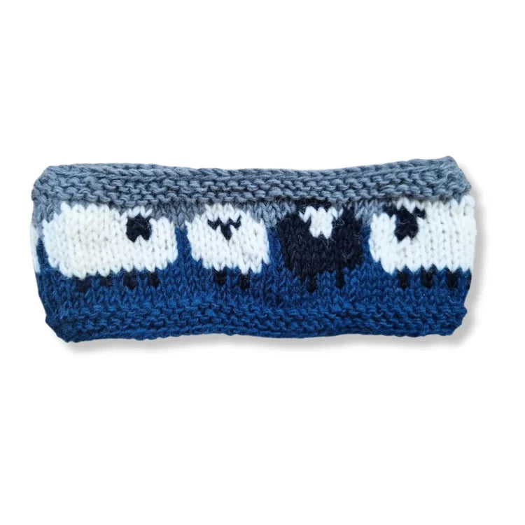 100 % Wool Hand-Knitted Sheep Headband – Fleece Lined, Fair Trade