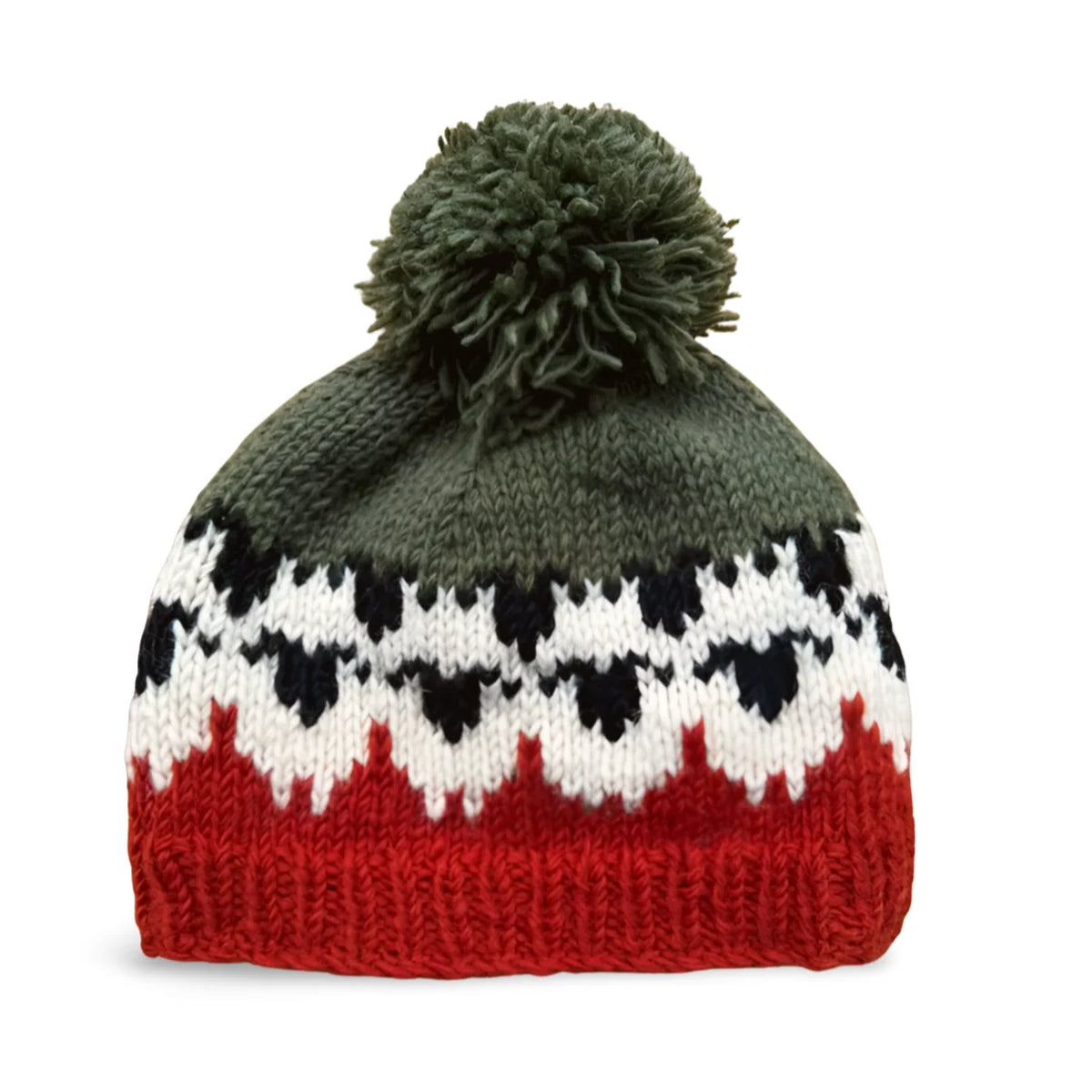 100% Wool hand-knitted Flock of Sheep Bobble Hat – Fleece Lined, Fair Trade