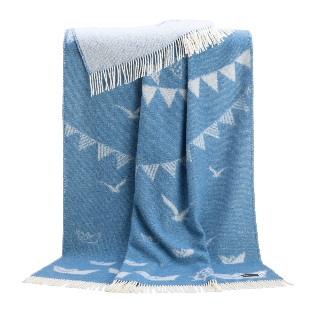Sailing boat design throw, 100% wool