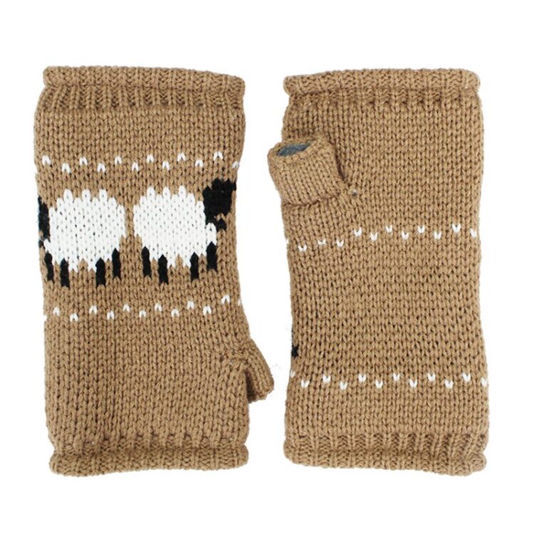 Sheep fingerless gloves - cute design