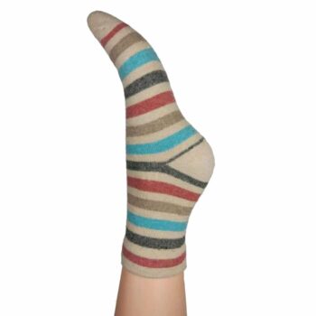 Cream Toned Striped Wool Blend Socks