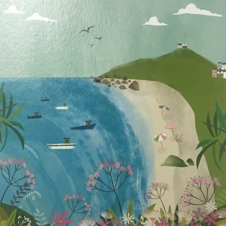 Porthmeor Beach and The Island, St. Ives. Any Occasion Card