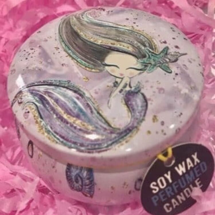 Mermaid Art in a Tin Soy Candle in a Gift Bag