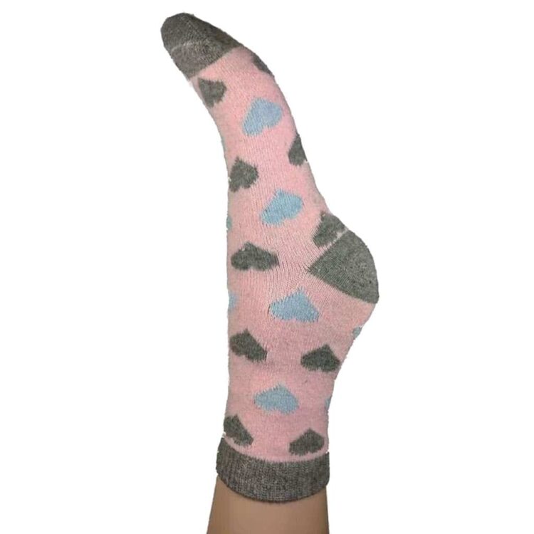 Pink Hearts Wool Blend Socks
