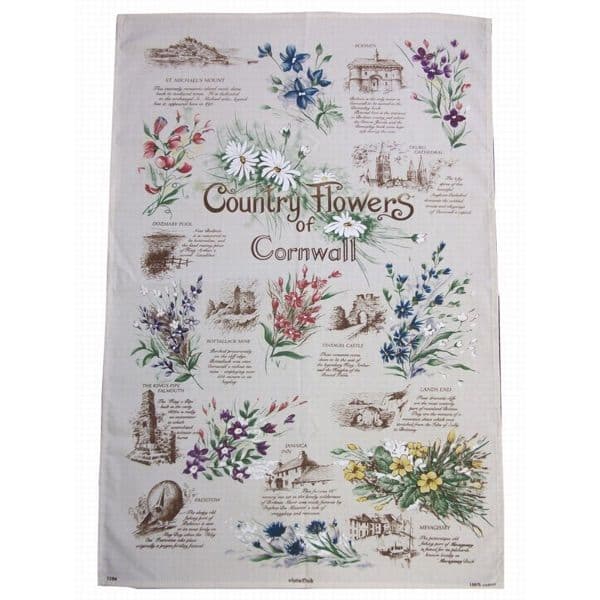 Cornish Flowers Tea Towel