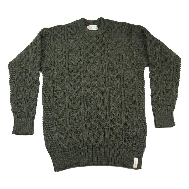Traditional Aran sweater. Moss green. OUT OF STOCK, DELIVERY EXPECTED ...
