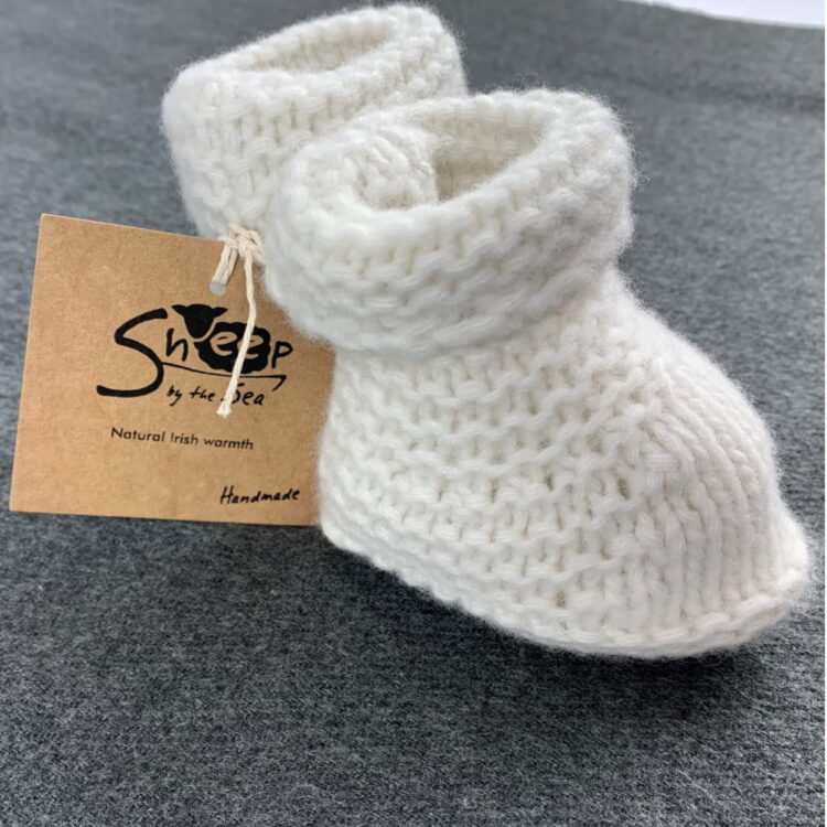‘Sheep by the Sea’ Hand Knitted Luxury Baby Booties