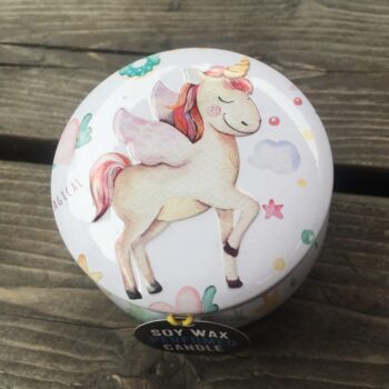 Unicorn Art in a Tin Soy Candle in a Gift Bag