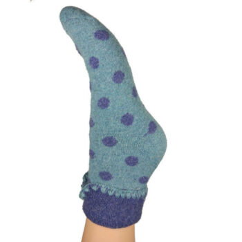 Fluffy Cuff Socks - Blue Dots